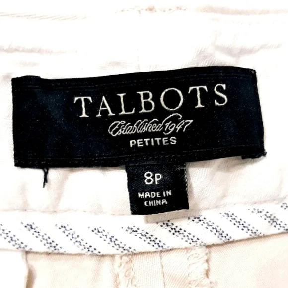Talbots Herritage Cotton Embroidered with Lime Ankle Pants Cream Size 8 Petite - Picture 6 of 7